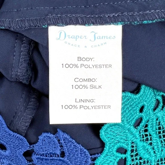 Draper James June Floral Lace Short Sleeve Dress Blue Teal Navy Sz 6 - Picture 15 of 15